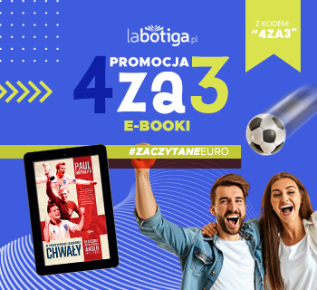 Grafika promująca promocję 4 za 3 w ramach zaczytanego euro i książcek sportowych na labotiga.pl